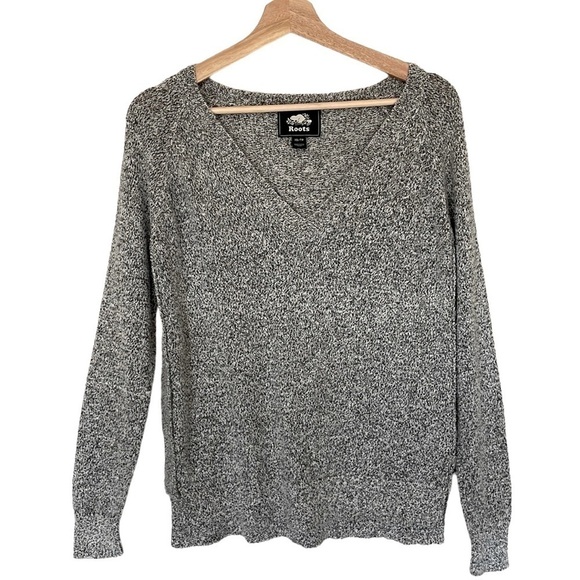 Roots Sweater Grey Black Marbled Knit Preppy Business Casual Outdoor Academia XS - Picture 1 of 8